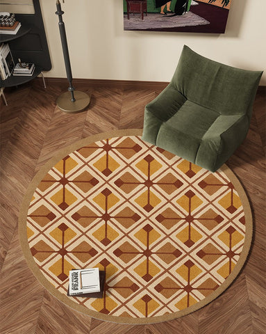 Bedroom Modern Round Rugs, Dining Room Contemporary Round Rugs, Modern Rug Ideas for Living Room, Circular Modern Rugs under Chairs-ArtWorkCrafts.com