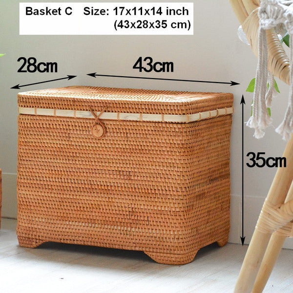 Large Laundry Storage Basket for Clothes, Oversized Rattan Storage Basket, Extra Large Rectangular Storage Basket, Large Storage Baskets for Bedroom-ArtWorkCrafts.com