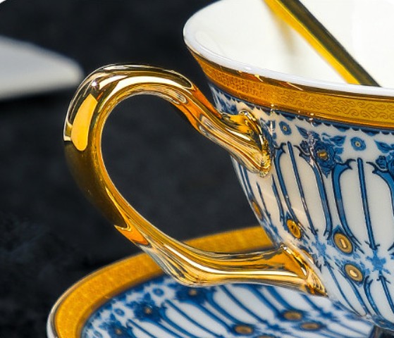 Porcelain Coffee Cup with Saucer, British Royal Tea Cup and Saucer Set in Gift Box, Ceramic Tea Cup and Saucer Set, Porcelain Tea Cup and Saucer Set-ArtWorkCrafts.com