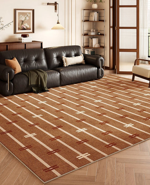 Extra Large Modern Rugs under Dining Room Table, Contemporary Geometric Carpets, Mid Century Contemporary Modern Rugs, Brown Modern Rugs for Living Room