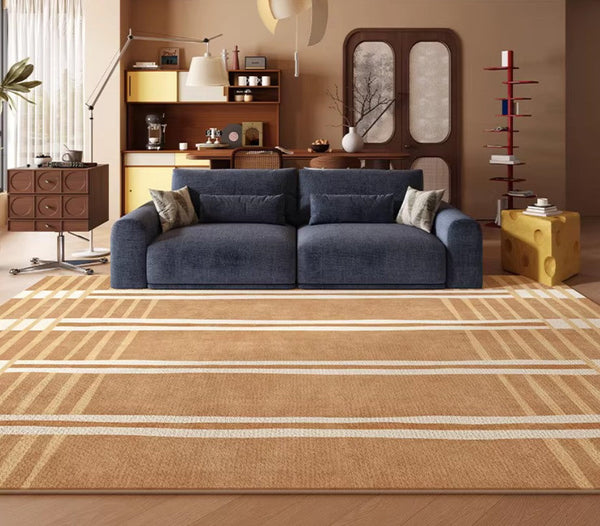 Geometric Modern Rugs for Dining Room, Large Modern Rugs for Living Room, Bedroom Modern Rugs, Cream Color Contemporary Modern Rugs-ArtWorkCrafts.com