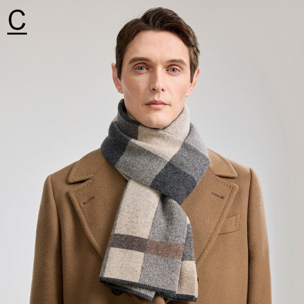 Modern Fashion Scarf, Thick Wool Scarf, Formal Men Scarf Styles, Casual Scarf Men, Men's Winter Scarf, Men's Wool Scarf Winter, Business Wool Scarf for Gentleman-ArtWorkCrafts.com
