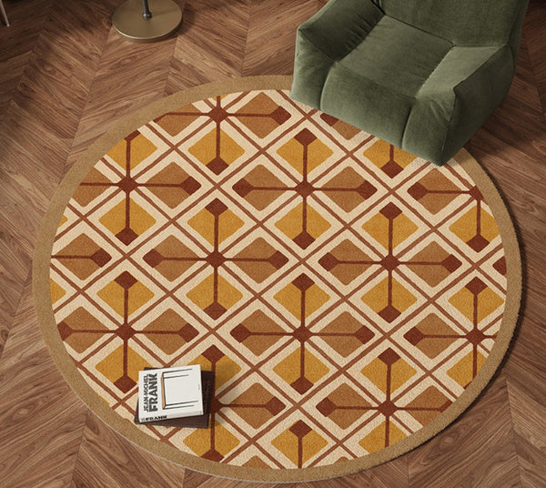 Bedroom Modern Round Rugs, Dining Room Contemporary Round Rugs, Modern Rug Ideas for Living Room, Circular Modern Rugs under Chairs-ArtWorkCrafts.com
