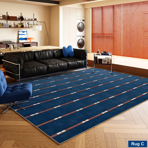 Blue Modern Rugs for Dining Room, Bedroom Modern Floor Carpet, Mid Century Area Rugs, Contemporary Modern Living Room Rug Ideas-ArtWorkCrafts.com