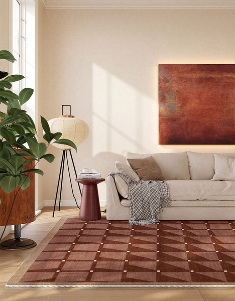 Modern Living Room Rug Ideas, Modern Rugs for Dining Room, Mid Century Modern Rugs Next to Bed, Thick Contemporary Rugs for Bedroom-ArtWorkCrafts.com