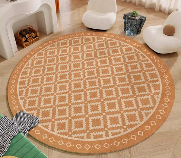 Abstract Modern Area Rugs for Bedroom, Contemporary Modern Rug for Living Room, Geometric Round Rugs for Dining Room, Circular Modern Rugs under Chairs-ArtWorkCrafts.com