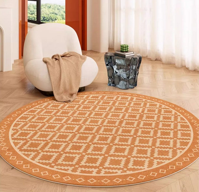 Abstract Modern Area Rugs for Bedroom, Contemporary Modern Rug for Living Room, Geometric Round Rugs for Dining Room, Circular Modern Rugs under Chairs-ArtWorkCrafts.com