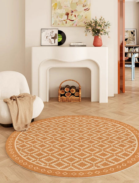 Abstract Modern Area Rugs for Bedroom, Contemporary Modern Rug for Living Room, Geometric Round Rugs for Dining Room, Circular Modern Rugs under Chairs-ArtWorkCrafts.com