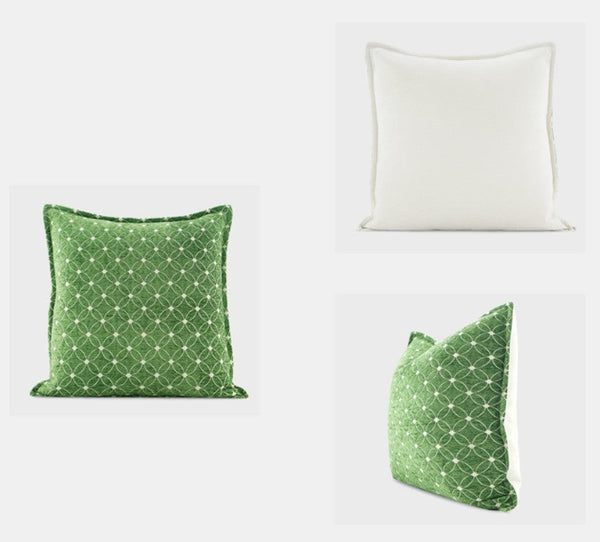 Large Green Pillows for Interior Design, Contemporary Modern Sofa Pillows, Luxury Square Modern Throw Pillows for Couch, Decorative Throw Pillows for Bedroom-ArtWorkCrafts.com