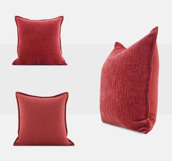 Modern Sofa Pillow Covers, Large Decorative Throw Pillows for Couch, Red Contemporary Throw Pillow for Living Room-ArtWorkCrafts.com