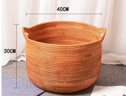Wicker Woven Storage Baskets, Kitchen Storage Baskets, Rattan Storage Basket, Round Storage Basket for Bathroom-ArtWorkCrafts.com