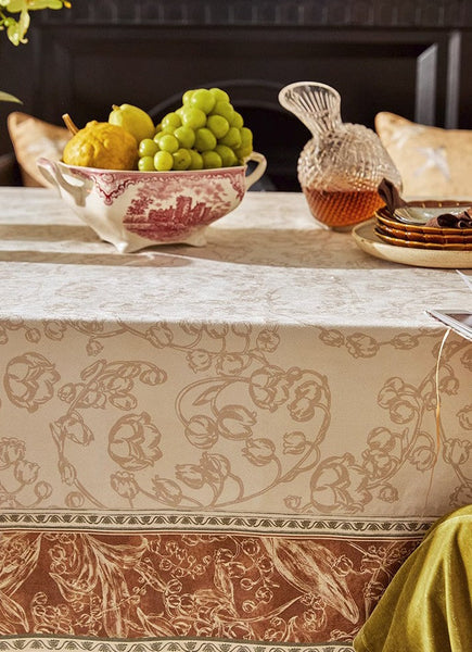 Flower Farmhouse Table Covers, Square Tablecloth for Round Table, Extra Large Modern Rectangular Tablecloth for Dining Room Table, Mid Century Tablecloth for Living Room-ArtWorkCrafts.com