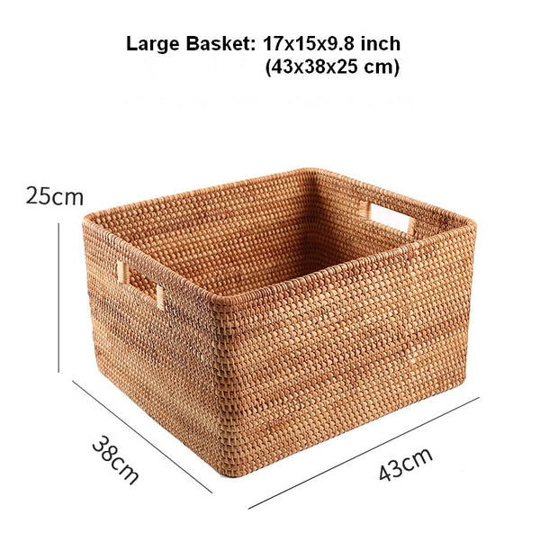Extra Large Woven Baskets for Living Room, Storage Baskets for Clothes, Storage Baskets for Kitchen, Rectangular Storage Basket for Bedroom, Storage Baskets for Shelves-ArtWorkCrafts.com
