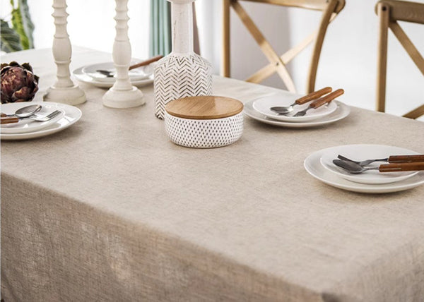 Cotton and Linen Tablecloth for Home Decoration, Large Rectangle Table Cover for Dining Room Table, Modern Table Cloth, Square Tablecloth for Round Table-ArtWorkCrafts.com