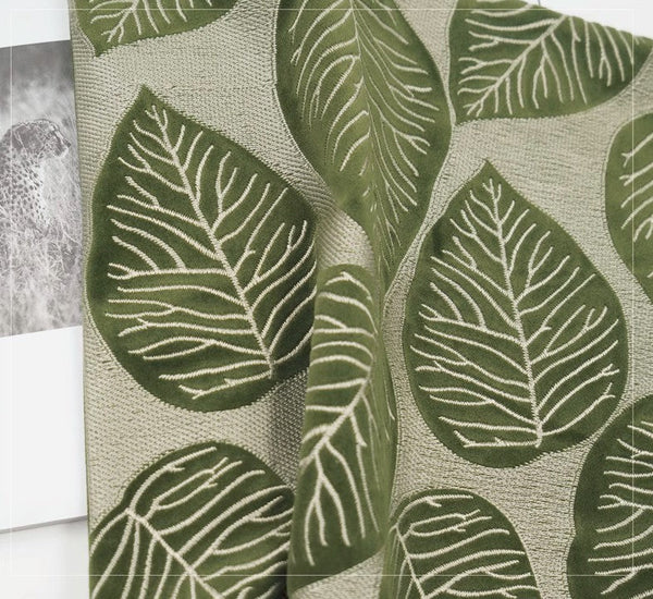 Contemporary Modern Sofa Pillows, Green Leaves Square Modern Throw Pillows for Couch, Simple Decorative Throw Pillows, Large Throw Pillow for Interior Design-ArtWorkCrafts.com