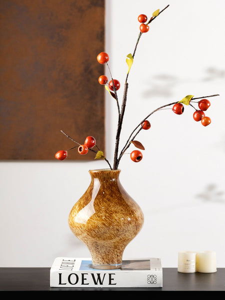 Modern Glass Bud Vases, Centerpiece Vases on Table, Handmade Liuli Vases, Color Glaze Vase, Contemporary Vases for Modern Home Decor-ArtWorkCrafts.com