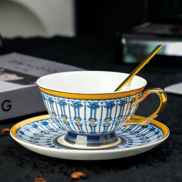 Ceramic Tea Cup and Saucer Set, Porcelain Coffee Cup with Saucer, British Royal Tea Cup and Saucer Set in Gift Box, Porcelain Tea Cup and Saucer Set-ArtWorkCrafts.com