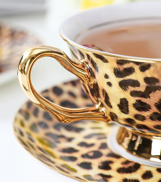 Creative Porcelain Tea Cup Saucer Set, Modern Ceramic Cups, 7.8 oz Ceramic Coffee Cups, Unique Tea Cup and Saucer in Gift Box-ArtWorkCrafts.com