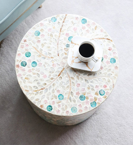 Unique Small End Table, Portable Casual Side Table, Creative Coffee Table, Contemporary Small Sofa Side Table, Shell Small Side Table-ArtWorkCrafts.com