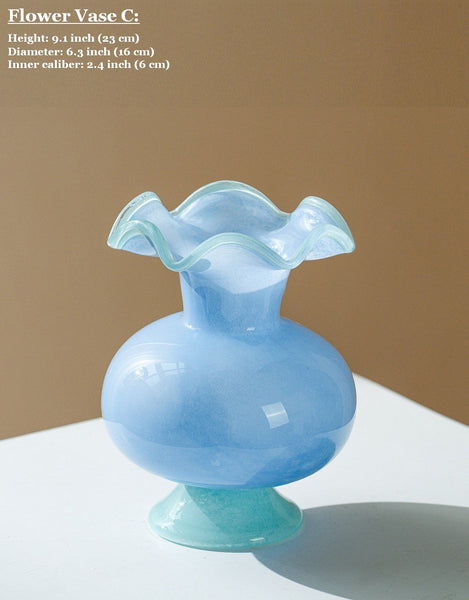 Unique Modern Glass Vase, Contemporary Vase for Modern Home Decor, Modern Glass Flower Vases, Handmade Liuli Vases, Centerpiece Vases on Table-ArtWorkCrafts.com