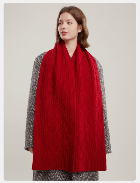 Cold Weather Scarf, Casual Scarf for Women, Fashion Designer Scarf, Red Winter Scarf, Modern Wool Scarf for Women, Soft Cashmere Scarf for Women-ArtWorkCrafts.com