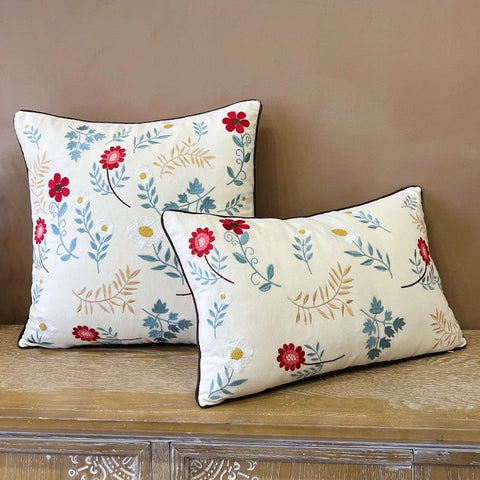 Decorative Throw Pillows for Couch, Embroider Flower Cotton Pillow Covers, Spring Flower Decorative Throw Pillows, Farmhouse Sofa Decorative Pillows-ArtWorkCrafts.com
