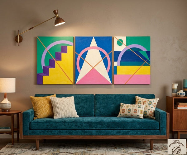 Modern Paintings for Living Room, Multi Panel Canvas Art, Large Group Paintings, Geometric Abstract Paintings