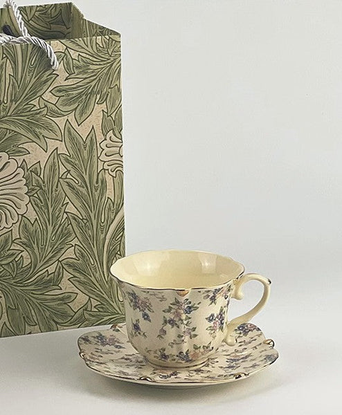 British Traditional Afternoon Tea Cup and Saucer in Gift Box, 7.8 oz Porcelain Tea Cup Saucer Set, Unique Tea Cup and Saucers, Royal Ceramic Cups, Elegant Vintage Ceramic Coffee Cups-ArtWorkCrafts.com