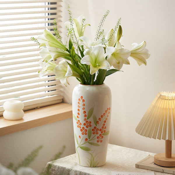 Porcelain Flower Vases, Large Flower Vases on Table, Dining Table Centerpiece, Ceramic Bouquet Vases, Handmade Water Holding Flower Vase-ArtWorkCrafts.com