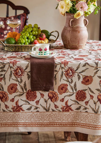 Long Rectangular Tablecloth for Dining Room Table, Flower Farmhouse Table Covers, Square Tablecloth for Round Table, Extra Large Modern Tablecloth for Living Room-ArtWorkCrafts.com