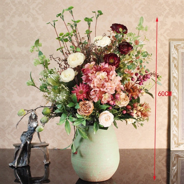Creative Modern Artificial Floral Arrangement for Bedroom, Large Bunch of Flowers Arrangement Interior Design, Creative Faux Silk Floral Bouquet Table Centerpiece-ArtWorkCrafts.com