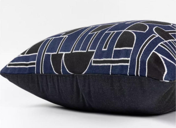 Abstract Decorative Throw Pillows, Geometric Contemporary Pillows, Blue Square Modern Throw Pillows for Couch, Large Simple Throw Pillow for Interior Design-ArtWorkCrafts.com