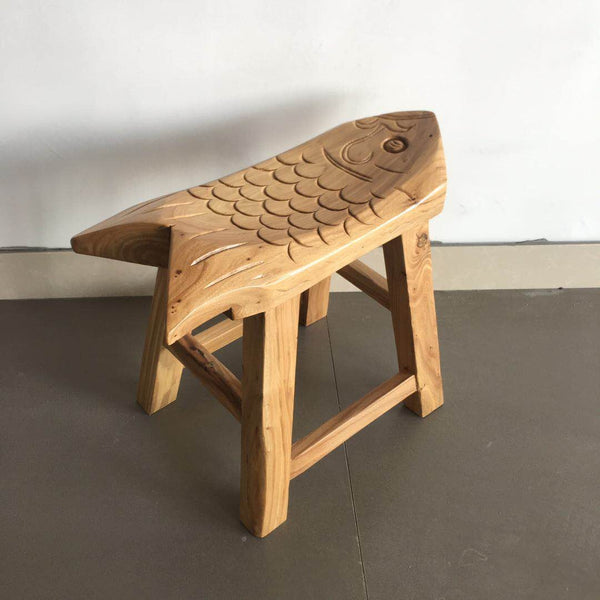 Handmade Solid Wood low Stool, Creative Shoe-changing Stool, Old Elm Wood Stool, Children's Wooden Stool, Sofa Stool, Dining Table Stool-ArtWorkCrafts.com