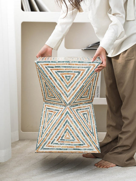 Contemporary Small Sofa Side Table, Shell Small Side Table, Unique Small End Table, Portable Casual Side Table, Creative Coffee Table-ArtWorkCrafts.com