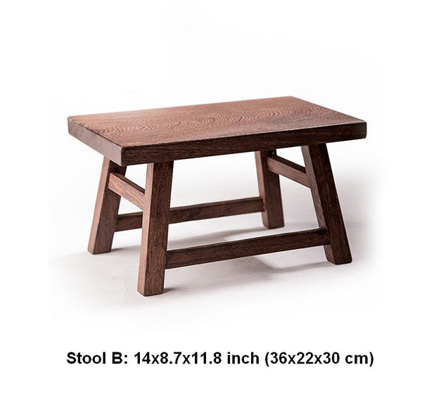 Shoe-changing Stool, Solid Wood low Stool, Wenge Wood Stool, Children's Wooden Stool, Sofa Stool, Dining Table Stool-ArtWorkCrafts.com