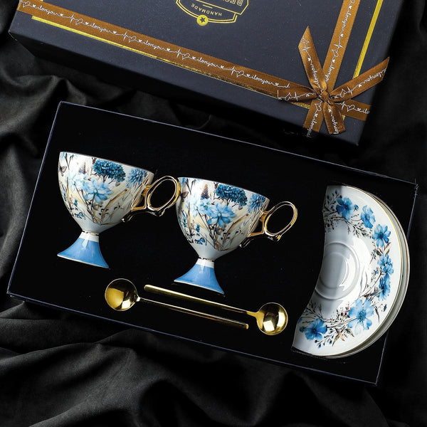 British Tea Cup set, Ceramic Tea Cup and Saucer Set in Gift Box, Elegant Ceramic Coffee Cup with Saucer, Porcelain Tea Cup Set and Saucer Set-ArtWorkCrafts.com