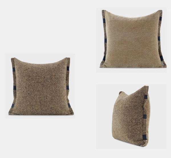 Contemporary Modern Sofa Pillow Covers, Brown Decorative Throw Pillows for Bedroom, Modern Throw Pillows for Couch, Modern Sofa Pillows for Interior Design-ArtWorkCrafts.com