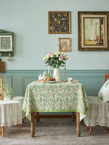 Large Rectangle Tablecloth for Dining Room Table, Square Tablecloth for Round Table, Farmhouse Table Cloth, Flower Pattern Tablecloth-ArtWorkCrafts.com