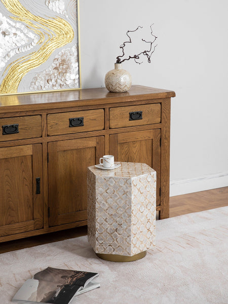 Portable Casual Side Table, Creative Coffee Table, Contemporary Small Sofa Side Table, Shell Small Side Table, Unique Small End Table-ArtWorkCrafts.com