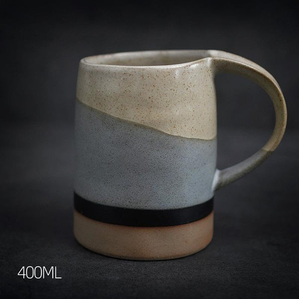 Black Pottery Coffee Cup, Ceramic Coffee Mug, Latte Coffee Cup, Handmade Coffee Cup, Large Tea Cup-ArtWorkCrafts.com