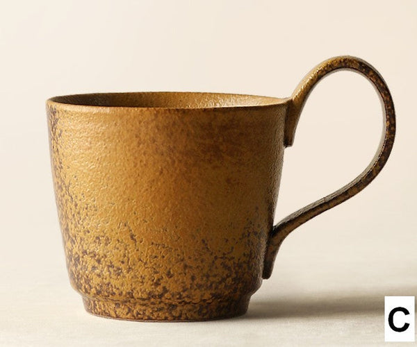 Large Modern Handmade Pottery Coffee Cup, Creative Brown Green Blue Ceramic Coffee Mugs, Large Unique Tea Cup, Large Capacity Coffee Cups-ArtWorkCrafts.com