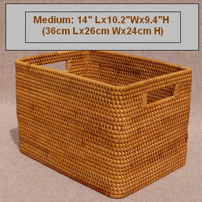 Extra Large Storage Baskets for Living Room, Storage Baskets for Clothes, Rectangular Storage Basket for Shelves, Woven Rattan Storage Basket for Kitchen-ArtWorkCrafts.com