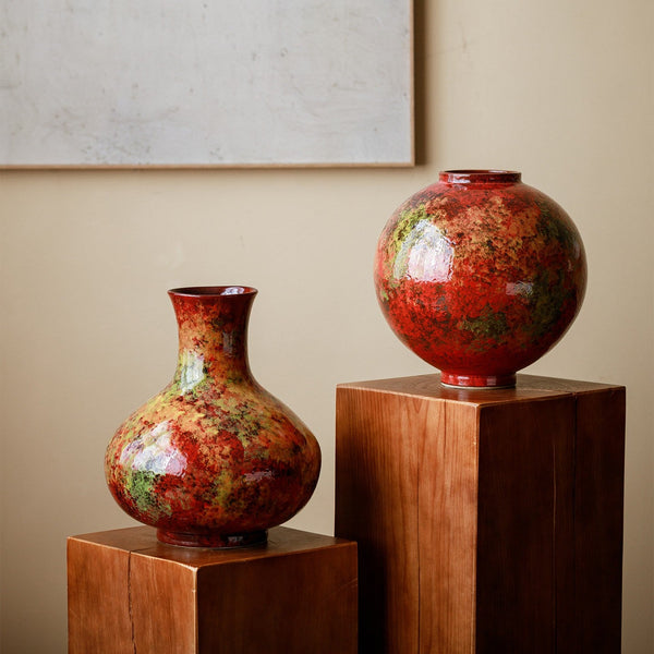 Large Pottery Flower Vases, Handmade Water Holding Flower Vases, Modern Bouquet Flower Vases, Centerpiece on Dining Table, Flower Vase on Table-ArtWorkCrafts.com