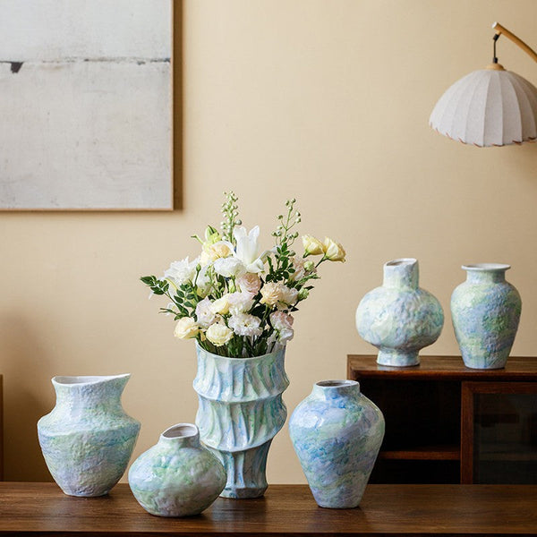 Modern Porcelain Flower Vases, Handmade Water Holding Flower Vases, Centerpiece on Dining Table, Ceramic Bouquet Vases, Flower Vases on Table-ArtWorkCrafts.com