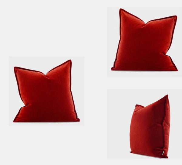 Decorative Pillow Covers, Large Modern Sofa Cushion, Modern Pillows for Couch, Red Decorative Throw Pillows for Living Room-ArtWorkCrafts.com