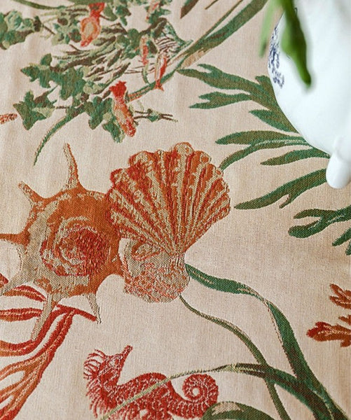 Sea Shell Pattern Tablecloth, Large Modern Rectangle Tablecloth for Dining Room Table, Square Tablecloth, Farmhouse Table Cloth, Wedding Tablecloth-ArtWorkCrafts.com