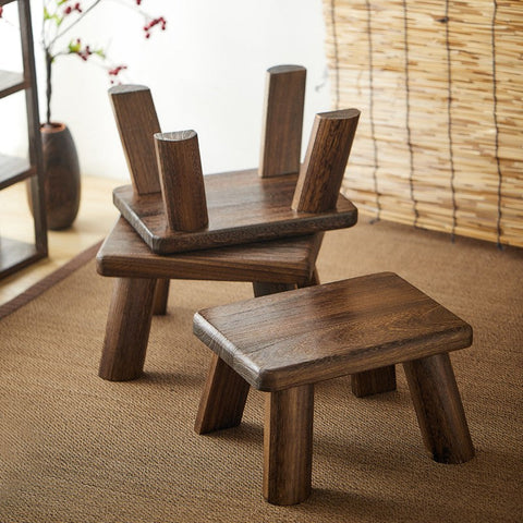 Dining Table Stool, Shoe-changing Stool, Solid Wood low Stool, Paulownia Wood Stool, Children's Wooden Stool, Sofa Stool-ArtWorkCrafts.com