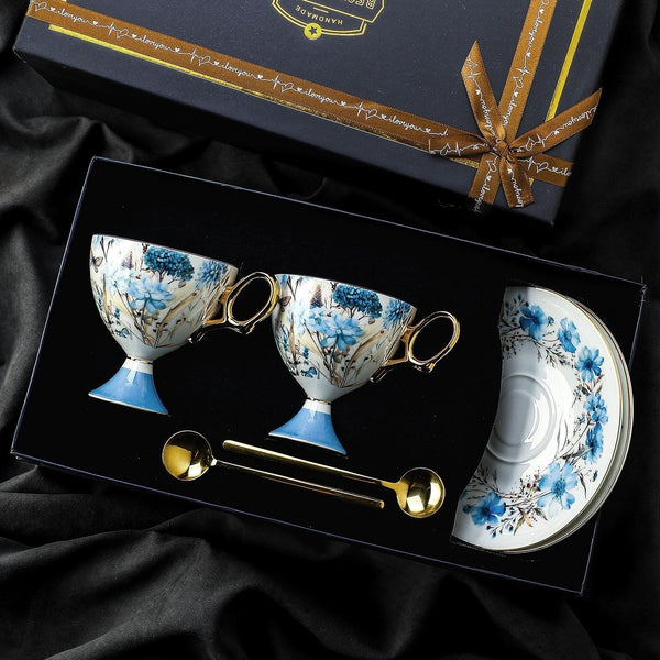 Elegant Ceramic Coffee Cup with Saucer, British Tea Cup set, Ceramic Tea Cup and Saucer Set in Gift Box, Porcelain Tea Cup Set and Saucer Set-ArtWorkCrafts.com