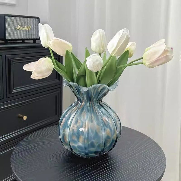 Centerpiece Vases on Table, Handmade Liuli Vases, Color Glaze Vase, Modern Glass Bud Vases, Contemporary Vases for Modern Home Decor-ArtWorkCrafts.com