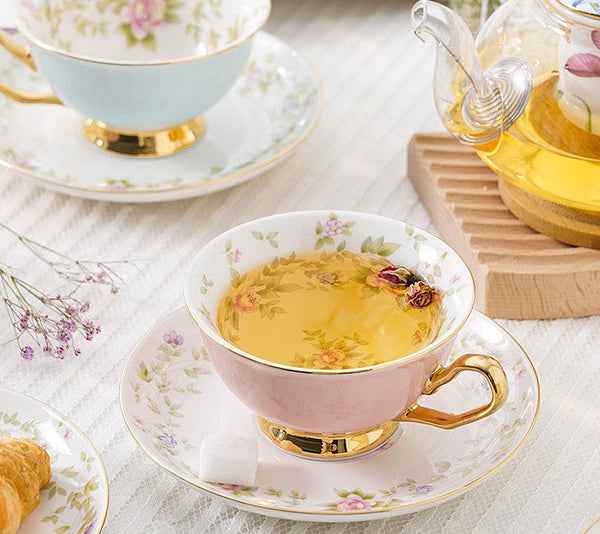 Elegant Ceramic Coffee Cups, Beautiful British Tea Cups, Unique Traditional Afternoon Tea Cup and Saucer in Gift Box, Royal Porcelain Tea Cup Set-ArtWorkCrafts.com